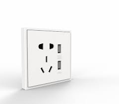 Tile Series 5 Pins Socket with 2 USB Chargers ivory white( buspro)
