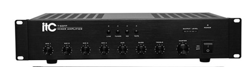 240W RMS Mixer Amplifier, 4 mic, 4 aux, 100V/70V and 4ohms, AC 230V and DC 24V 