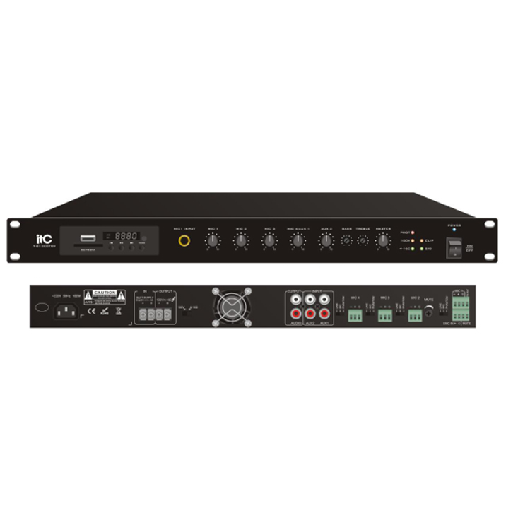 Class-D Mixer Amplifier, 120W,1  EMC input, 2  AUX input, 4  MIC input (Unbalanced)