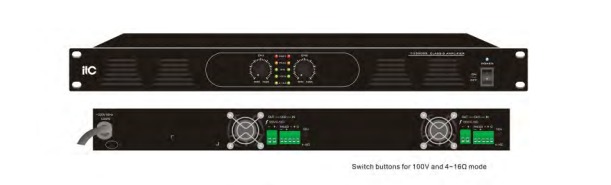 2 Channel Class-D Amplifier, 2x120W, 100V/4Ω
