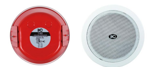 8" Ceiling Speaker with fire dome,0.93W-1.87W-3.75W-7.5W-15W, 100V, cutout 240mm, metal baffle, grille and back cover, ceramic connector, fire resistant cable, thermal fuse (Fireproof speaker)