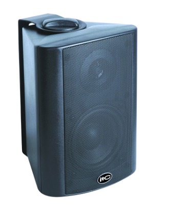 4"+1.5" Two way wall mount speaker, 1.25W-5W-10W-20W@100V+8ohm, ABS body, metal grille, metal bracket, black 