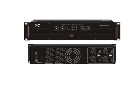 Class D Professional Stereo Amplifier, 4×120W@8Ω,4×200W@4Ω, 2×400W@ bridge 2*8Ω, built in limiter and high-pass filter