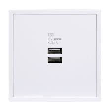 Tile Dual USB Charger Wall Outlet ( ivory white ) (KNX)