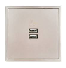 Tile Dual USB Charger Wall Outle- ( champagne gold)(Buspro)